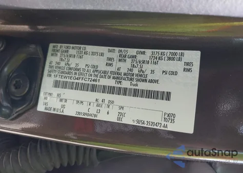 2015 Ford F-150 Xlt z USA, uszkodzony, nr VIN 1FTEW1EG4FFC72461